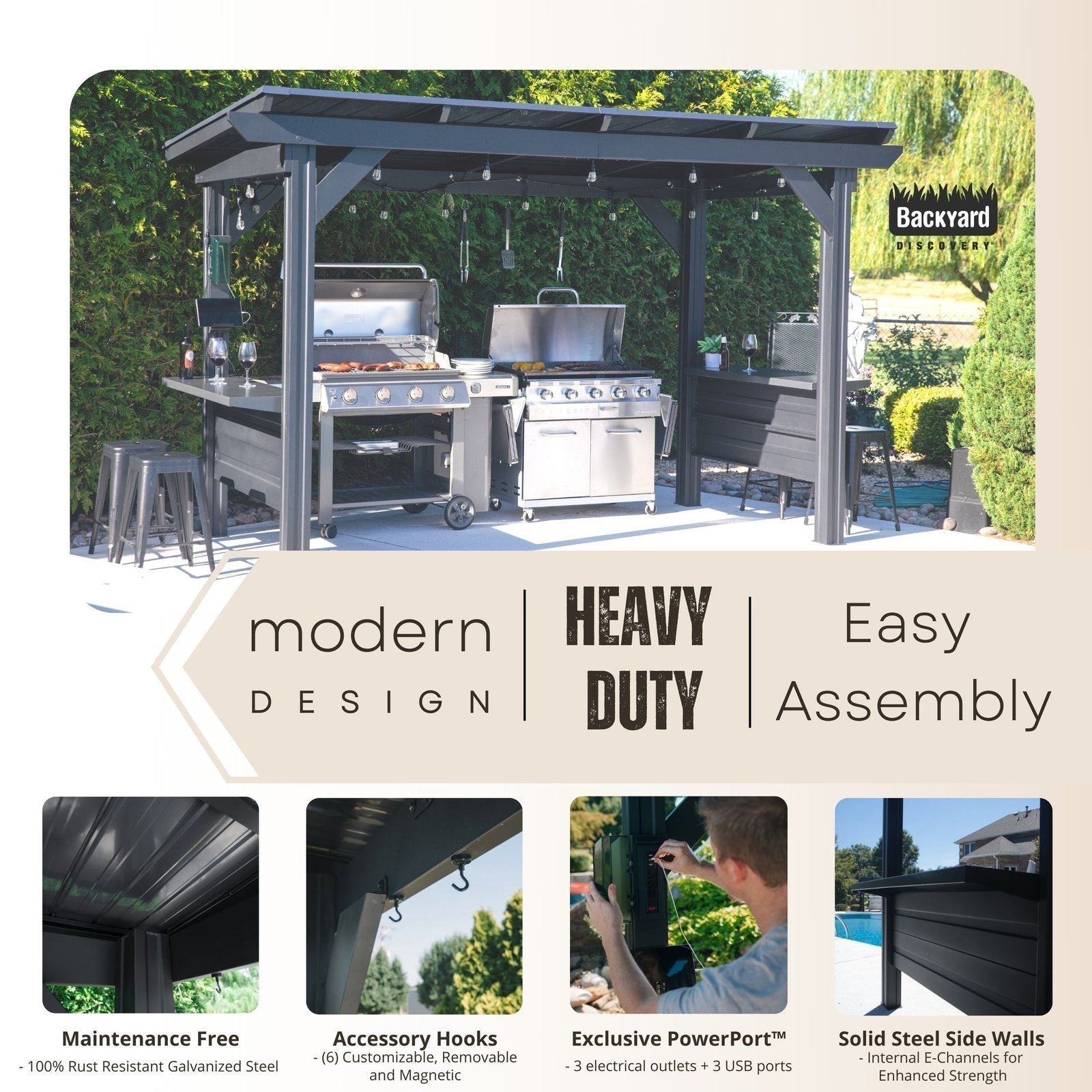 Rockport XL Steel Grill Gazebo - Image 8