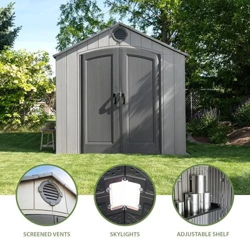 Lifetime Outdoor Storage Shed, 8 x 10 Foot, Grays - Image 3