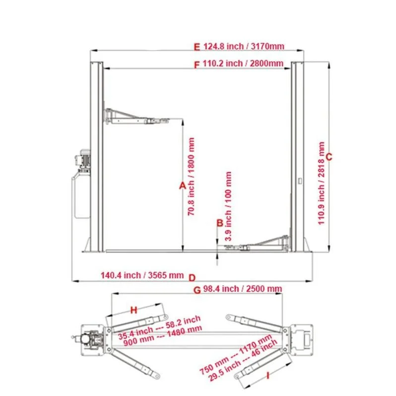 KATOOL KT-H105 Two Post Vehicles Lift 10,000 lbs Capacity - Image 2